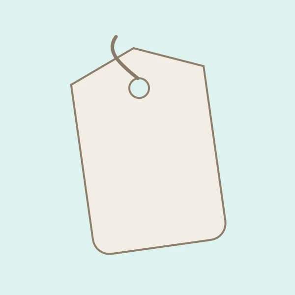 Cream art card hang tag with a punched hole and cotton string